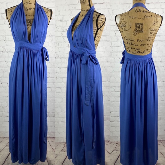 Lulus Violet Blue Halter Style Wrap Maxi - Picture 1 of 1